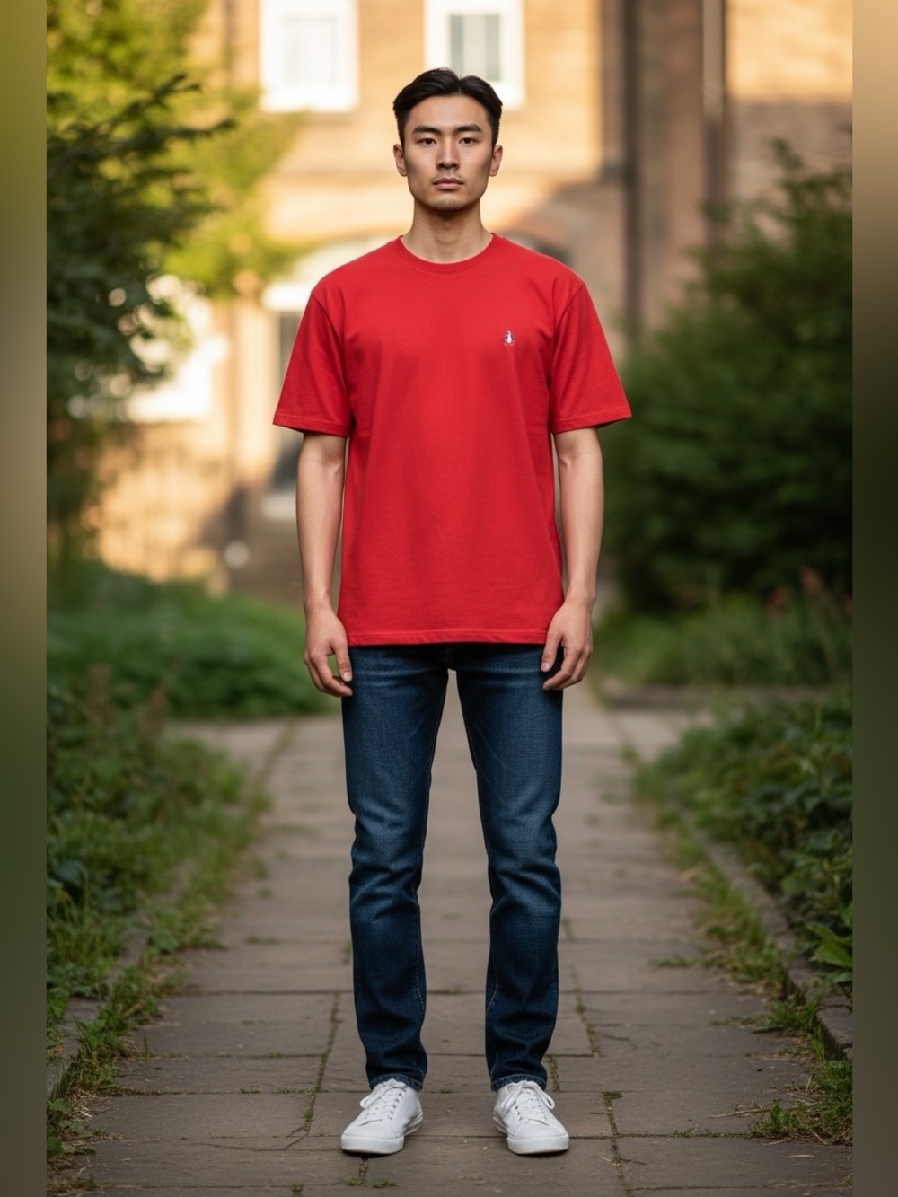 Original Penquin red tee by Muningwear preowned size Large.